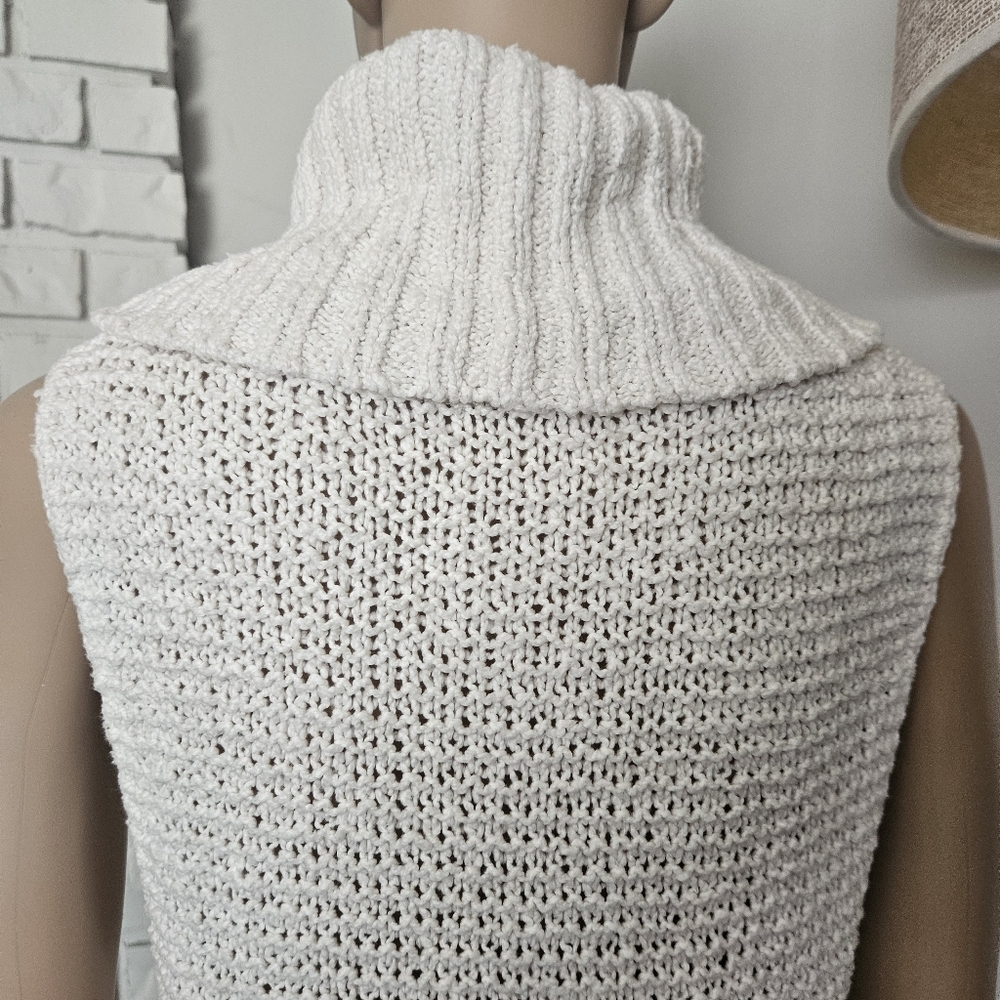 Free People Cowl Neck Knit Sweater Vest Long Line Sleeveless 100% Cotton - Picture 8 of 14